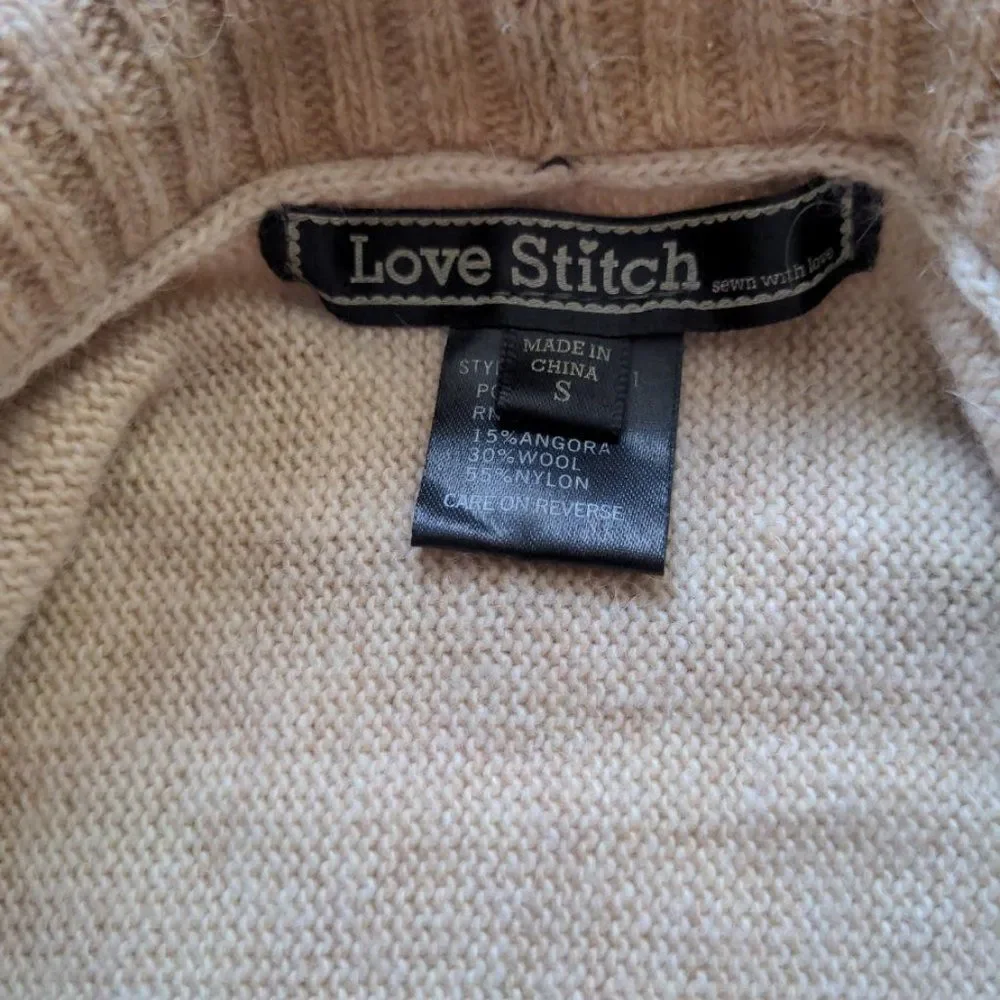 Love Stitch Cardigan Sweater Lagenlook Boho Drape Angora Knit Waterfall Small